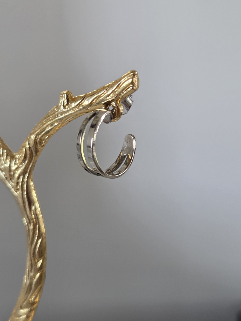Silver Double-Band Hoop Earring